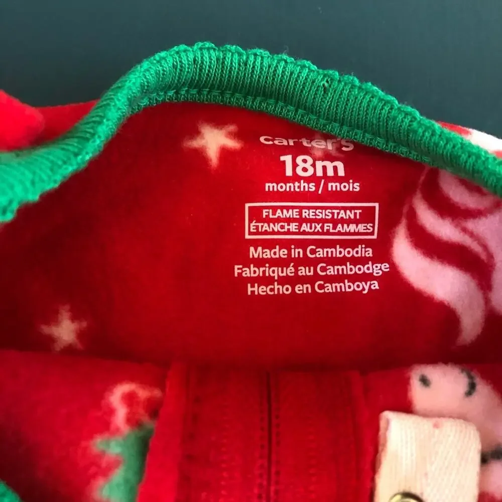 NWT Carter’s Infant Girls’ Christmas Pajamas Unicorns Red Size 18 Months